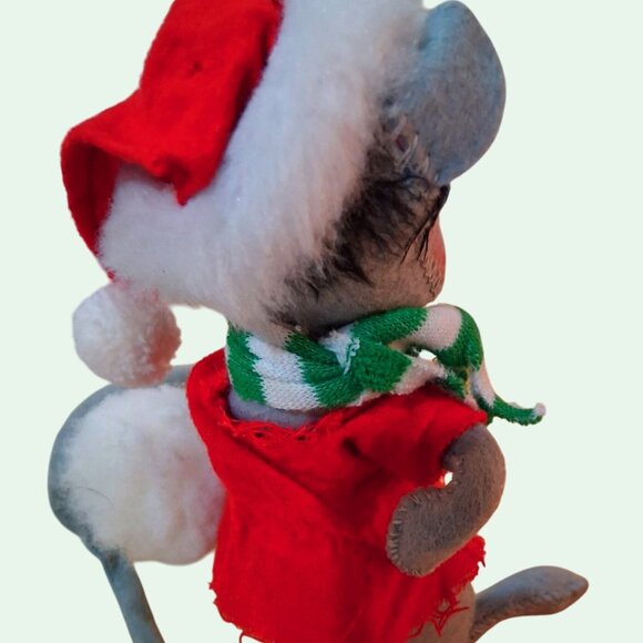 Vintage Annalee Christmas Mouse Santa Hat Scarf Decor 8" 1970s Doll Holiday Figu - Picture 5 of 8